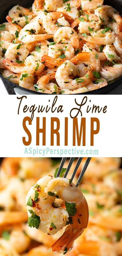 This Tequila Lime Shrimp Recipe consists of plump and tender shrimp sautéed in butter with garlic, lime, and of course, tequila! Tequila Shrimp Recipe, Shrimp Sauteed, Sauteed Shrimp Recipe, Tequila Lime Shrimp, Comfort Food Healthy, Frozen Shrimp Recipes, Lime Shrimp Recipes, Seafood Dish Recipes, Vegetable Kabobs