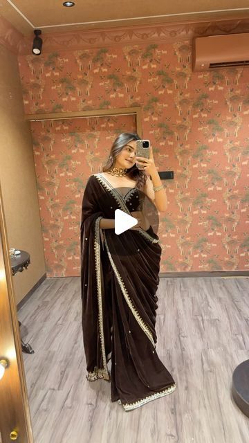 Annu Patel on Instagram: "A velvet saree- Luxury, grace and timeless elegance🧡
Jewels by @jenyscolecao ❤️" Velvet Saree Look, Velvet Saree, Instagram A, Timeless Elegance, Saree, Velvet, On Instagram, Quick Saves, Instagram