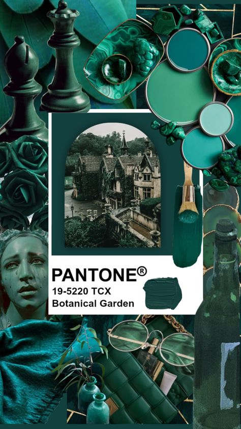 #reshuffle #pantone #pantoneswatch #pantonechallenge #moodboard #forestgreen #darkacademia #botanical #botanicalgarden Viridian Green Paint, Pantone Botanical Garden, Productive Color Palette, Pantone Colors Aesthetic, Pantone Mood Board, Phthalo Green Aesthetic, Green Color Palate, Pantone Aesthetic, Pantone Green