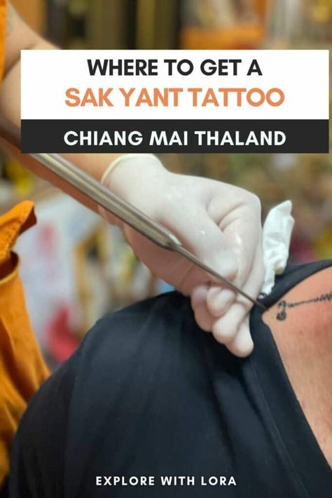 Where to Get a Sak Yant Tattoo in Chiang Mai Thailand – Explore With Lora Thailand Tattoo, Bamboo Tattoo, Thailand Itinerary, Sak Yant Tattoo, Sak Yant, Large Tattoos, Chiang Mai Thailand, Protection Spells, Buddhist Monk