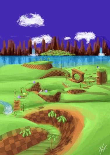 Green Hill Zone, Sonic Unleashed, Giant Bomb, Sonic & Knuckles, Classic Sonic, Video Game Fan Art, Map Background, Game Environment, Sonic Fan Art