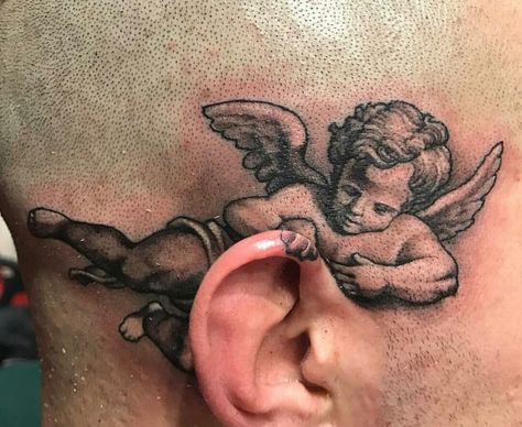 Tattoo Of Angel, Whispering In Ear, Amazing 3d Tattoos, Unalome Tattoo, Angel Tattoo Designs, Cat Tattoos, 3d Tattoos, Full Sleeve Tattoos, Piercings Unique