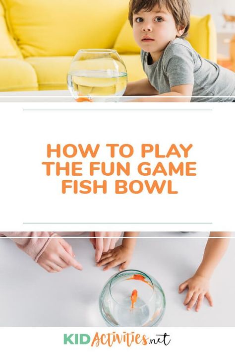 Get detailed game instructions and rules for the game known as fish bowl. This is a great memory game for entertaining at parties and events.  Kids love this game. #KidActivities #KidGames #ActivitiesForKids #FunForKids #IdeasForKids Fishbowl Ideas, Fish Bowl Game, Fishbowl Game, Games For Big Groups, Classroom Icebreakers, Church Games, Mystery Word, Inside Games, Fun Outdoor Games