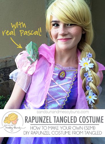 If you dream of being a Disney princess for Halloween, this Rapunzel Tangled costume tutorial is just for you. (You'll have to get your own real life Pascal, though!) #tangled #costume #rapunzel Tangled Rapunzel Costume, Easy Last Minute Costumes, Tangled Costume, Best Disney Restaurants, Rapunzel Costume, Disney Dinner, Rapunzel Tangled, Dinner Theatre, Disneyland Tips