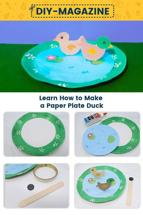 Looking for a fun and easy activity to do with your kids during the weekend? Want to keep them engaged, but at the same time help hone their art skills? Then consider making this cute paper plate duck craft. For this project, we will be making a fish pond from a paper plate. In this pond, we will put paper ducks that will be able to “swim” around the paper plate using magnets! Pretty cool right? FOLLOW US ON PINTEREST SO YOU CAN CATCH UP ON COOL ARTS AND CRAFTS THAT WE WILL SHARE IN THE FUTURE Paper Plate Duck, Paper Duck Food, Cool Arts And Crafts, Duck Craft, Paper Ducks, Pond Crafts, Duck Food, Make Way For Ducklings, Crafts Summer