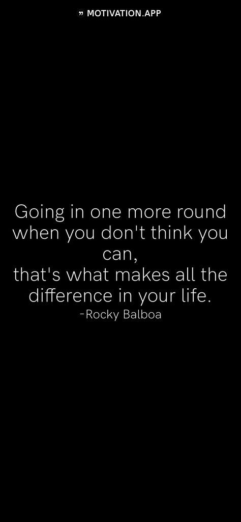 Rocky Movie Quotes, Sylvester Stallone Quotes, Rocky Quotes, Rocky Balboa Quotes, Sports Inspiration, Typography Design Quotes, Motivation App, Rocky Balboa, Badass Quotes