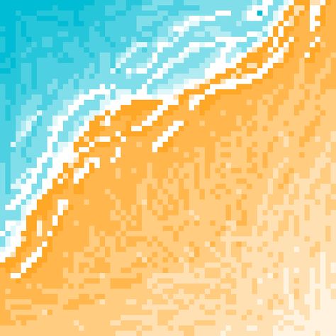 Waves Pixel Art, Tropical Pixel Art, Beach Pixel Art, Pixel Beach, Pixel Beach Wallpaper, Pixel Art Underwater, Ocean Pixel Gif, Easy Pixel Art, Pattern Maker