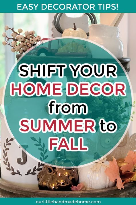 Are you ready to make the seasonal shift? Get my favourite easy DIY decorating tips to transition from summer to fall decor in style! Easy Seasonal Decor Changes, Transition Summer To Fall Decor, September Diy Decor, How To Decorate For September, Fall Transition Decor, Summer To Fall Decor Transition, Autumn Farmhouse Decor, When To Decorate For Fall, September Home Decor Ideas