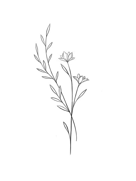 Linear Flower Drawing, Fine Line Flower Bunch Tattoo, Fine Line Greenery Tattoo, Line Work Plant Tattoo, Flowers Minimalist Drawing, Minimalist Flower Tattoo Line Drawings, Minimalistic Flower Drawing, Fineline Flower Tattoo Design, Floral Back Tattoo Women Spine