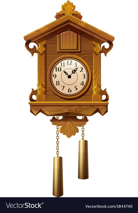 Cuckoo clock Royalty Free Vector Image - VectorStock Owl Vector, Desktop Background Pictures, Paper Doll House, Wall Clock Design, Wood Clocks, Antique Wall Clock, Color Vector, Background Pictures, Clock Design