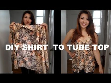 How to transform your boring long sleeve button ups into a strapless top! Be creative with the clothes that you have an wear them in a different way! Find affordable blouses like the one seen in this video at a local thrift store. Also, please comment rate and subscribe to support my channel! Thank you for watching.    Materials Needed:  An over... Long Sleeve Shirt Diy, Diy Tube Top, Revamp Clothes, Shirts Diy, Clothes Hacks, Button Ups, Top Diy, Quoi Porter, Fashion Friday