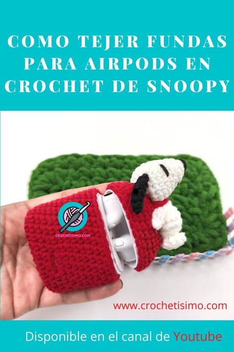 COMO TEJER FUNDAS PARA AIRPODS en crochet DE SNOOPY / How to crochet Airpods SNOOPY cover Crochet Case Pattern, Halloween Astethic, Crocheted Bear, Crochet Airpods, Airpods Cover, Crochet Case, Crochet Cozy, Step By Step Crochet, Bear Ears