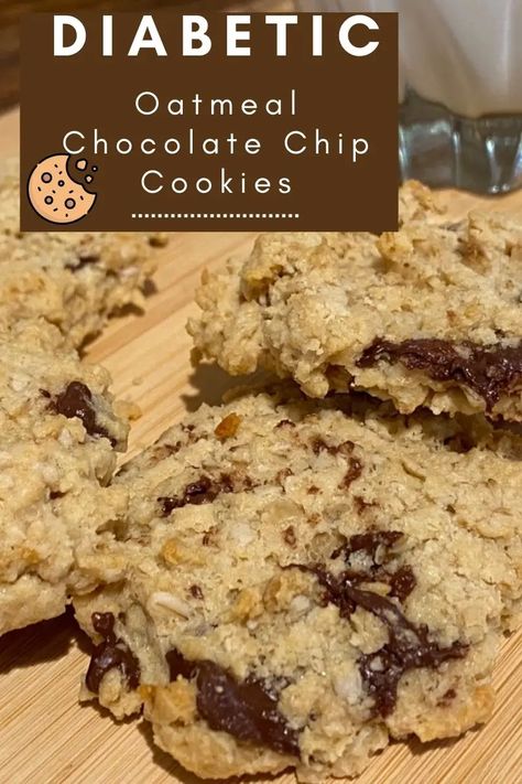 Oatmeal For Diabetics, Sugar Free Oatmeal Cookies, Sugar Free Cookie Recipes, Sugar Free Chocolate Chip Cookies, Sugar Free Oatmeal, Sugar Free Desserts Easy, Oatmeal Chocolate Chip Cookie, Oatmeal Chocolate Chip Cookie Recipe, Sugar Free Baking