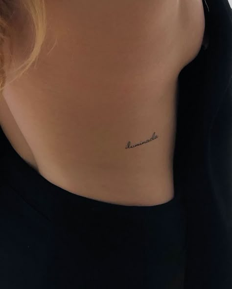 Mid Back Side Tattoo, Writing Tattoos, Petite Tattoos, Classy Tattoos, Discreet Tattoos, Dainty Tattoos, Subtle Tattoos, Aesthetic Tattoo, Elegant Tattoos