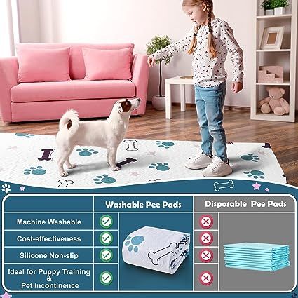 Washable Pee Pads for Dogs, 2 Pack Reusable Puppy Training Pads, Durable and Absorbent Whelping Pads, Waterproof Pet Training Pads, Non-Slip Leak-Proof Dog Potty Pad for Crate, Couch or Potty Training Crate Couch, Dog Incontinence, Pee Pads For Dogs, Puppy Playpen, Pet Training Pads, Puppy Pads Training, Dog Pee Pads, Potty Pads, Dog Potty