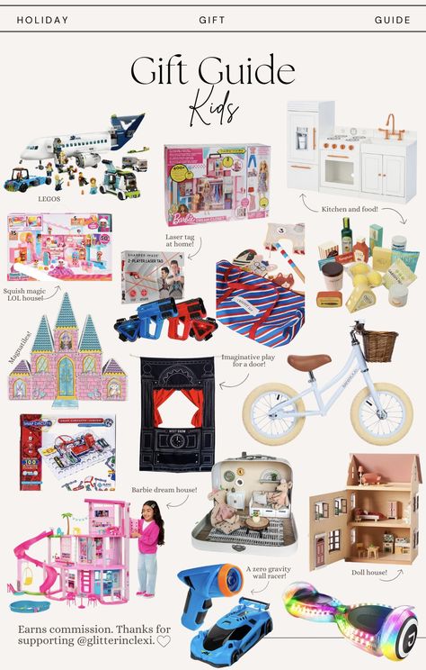 Holiday Gift Guide for Kids - Kids Gifts and Toys - GLITTERINC.COM Gift Guide Kids, Holiday Gift Guide Kids, Toddler Gift Guide, Toy Gift Guide, Gift Guide For Men, The Toys, Kids Gift Guide, Toys For Kids, Barbie Dream House