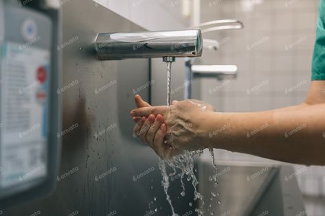 Unrecognizable doctor washing his hands in a hospital ward, Photos - Envato Elements Intravenous Drip, Hospital Ward, Foaming Hand Soap, Envato Elements, His Hands, Health Care, Stock Photos