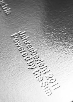 Close-up, Solar Annual Report by Mathias Nosel Embossing Packaging Design, Silver Foil Print Design, Silver Graphic Design, Metallic Packaging, Silver Foil Print, Foil Embossing, Silver Foil Printing, Foil Packaging, Brochure Layout