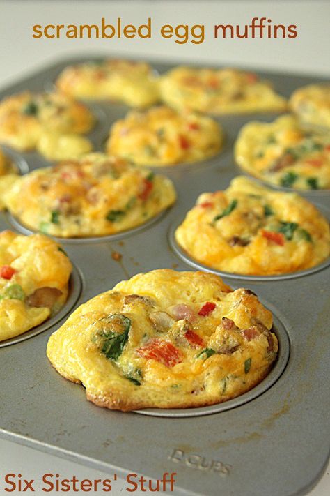 Scrambled Egg Breakfast, Egg Breakfast Muffins, Scrambled Egg Muffins, Breakfast Eggs Scrambled, Egg And Grapefruit Diet, Healthy Breakfast On The Go, Egg Muffins Breakfast, Egg Diet Plan, Six Sisters Stuff