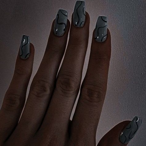 Rosewood Aesthetic, Black Acrylic Nail Designs, Black Acrylic Nails, Gold Nails, Acrylic Nail Designs, Cute Nails, Acrylic Nails, Nail Designs, Nails