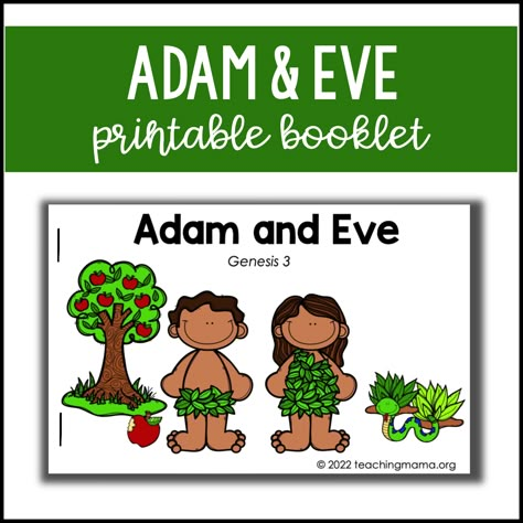 Adam and Eve Printable Booklet Adam And Eve In The Garden Craft, Adam And Eve Puppets Free Printable, Preschool Adam And Eve Lesson, Preschool Adam And Eve Activities, Adam And Eve Activities For Preschoolers, Adam And Eve Printable, Fall Of Adam And Eve Craft, Adam And Eve Sensory Bin, Adam And Eve Bible Craft