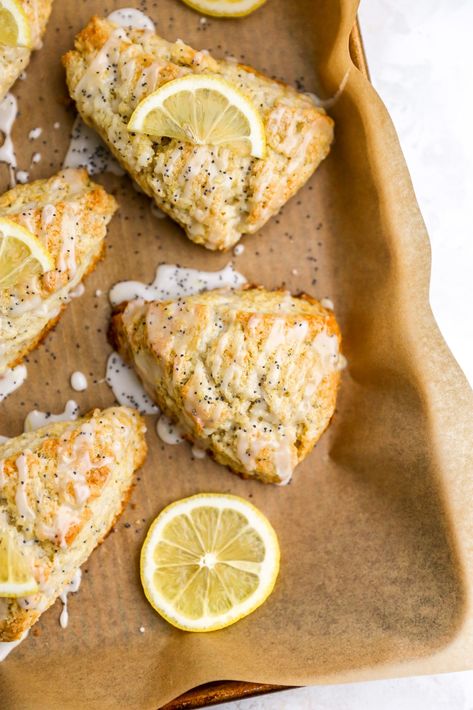 Lemon Poppyseed Scones - Yes to Yolks Lemon Poppyseed Scones Recipe, Lemon Poppyseed Scones, Lemon Lavender Cookies, Valentine Sweets, Lavender Cookies, Citrus Desserts, Lemon Scones, Lemon Bar, Spring Treats