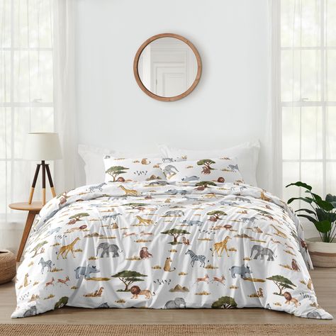 The 3pc Jungle Full/Queen bedding collection by Sweet Jojo Designs will create a delightful wilderness look for your bedroom. This safari themed bedding set uses a sensational collection of exclusive soft, brushed microfiber fabrics. Boys Bedding Sets, Childrens Bedding Sets, Watercolor Dinosaur, Twin Size Comforter, Whimsical Bedroom, Queen Bedding, Comforter Bedding, Twin Comforter Sets, Kids Bedding Sets