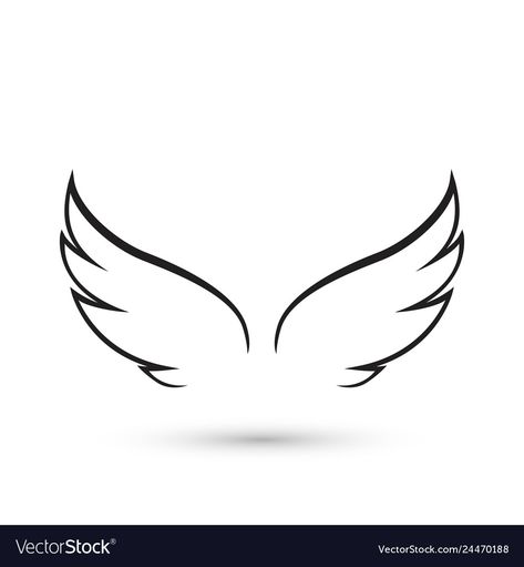 Simple Wings Tattoo Designs, Angel Wing Vector, Simple Wing Tattoo Designs, Simple Angel Wings Drawing, Simple Angel Wings Tattoo Design, Angel Wings Logo Design, Simple Wings Drawing, Wing Outline Tattoo, Little Wings Tattoo