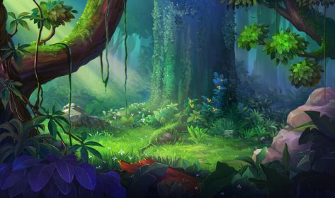 Jungle Environment, Forest Concept Art, Magical Forest Concept Art, Jungle Anime Background, Jungle Environment Concept Art, Tropical Environment Concept Art, Tropical Forest Concept Art, Ancient Forest Concept Art, Fairies Movie