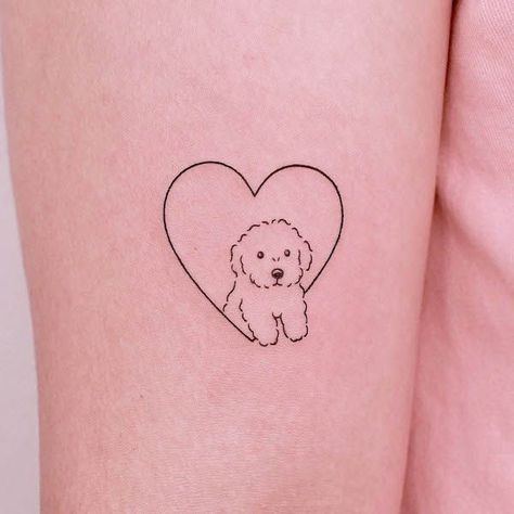 Dog Tattoo Poodle, Simple Dog Tattoos, Poodle Tattoo, Tatoo Dog, Puppy Tattoo, Small Dog Tattoos, Cute Simple Tattoos, Our Mindful Life, Dog Memorial Tattoos