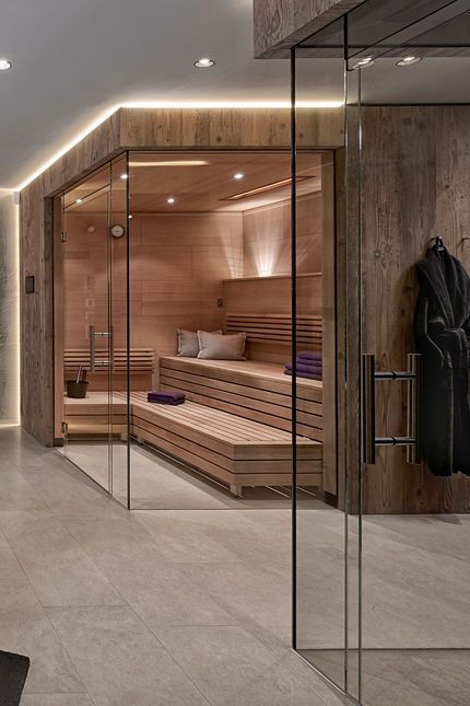 The bathroom design couldn’t fall short on the rest of the rooms. #luxurybathrooms! #bocadolobo #interiordesign #designideas #bathroomideas #bathroomdecor #homedecorideas #homedesign #luxurydesign Drømme Bad, Sauna A Vapor, Home Spa Room, Wellness Room, Sauna Steam Room, Indoor Sauna, Desain Pantry, Sauna Design, Spa Interior