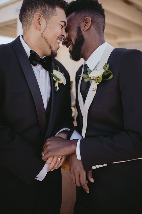 Modern tropical wedding ideas for two grooms getting married in Richmond Virginia #twogrooms #gaywedding #loveislove #richmondvirginia Tropical Wedding Ideas, Modern Tropical Wedding, Firefighter Calendar, Two Grooms, Black Candlesticks, Lgbtq Weddings, Portraits Ideas, Tropical Wedding Inspiration, Queer Weddings