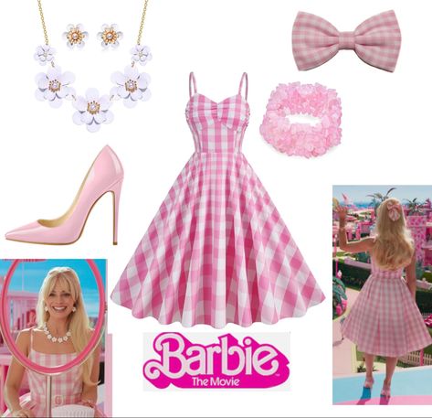 #barbiedoll #BarbietheMovie #BarbieInspired #PinkGingham Barbie Plaid Dress, Gingham Barbie, Barbie Gingham Dress, Barbie Pink Plaid Dress, Barbie Checkered Dress, Pink And White Checkered Dress, Barbie Leggings, Cute Going Out Outfits, Pink Plaid Dress