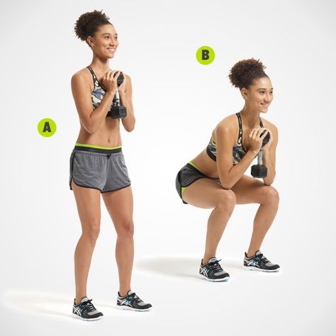 The 15-Minute One-Dumbbell Workout http://www.womenshealthmag.com/fitness/one-dumbbell-workout Dumbell Squats, One Dumbbell Workout, Arm Workout No Equipment, Arm Workout Men, Arm Workout Gym, Resistance Band Arm Workout, Dumbbell Exercises, Arm Workout Women, Squat Challenge