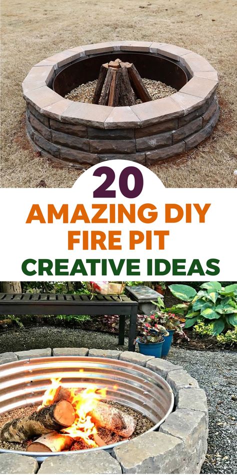 Enhance your outdoor space with a multifunctional DIY convertible fire pit table. This clever design seamlessly transitions between a warming fire pit and a handy dining or entertainment surface. When the temperature drops, bask in the cozy glow of a crackling fire, then effortlessly convert it into a stylish table with the included cover. The dual-purpose feature is perfect for saving space on your patio or deck while adding both practicality and charm to your outdoor gatherings. Cement Fire Pit Seating, Diy Fire Ring Ideas, Low Maintenance Fire Pit Area, Making A Fire Pit Area, How To Build A Smokeless Fire Pit, Easy Firepits Backyard Ideas, Diy Table Fire Pit, Mini Fire Pit Diy, Sunken Fire Pit Ideas Backyard