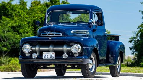 1951 Ford Truck, 1951 Ford F1, Old Ford Truck, Pickup Trucks For Sale, Ford F1, Amc Javelin, Blue Exterior, Pickups For Sale, Old Pickup Trucks