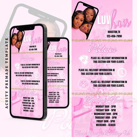 Hairstylist Flyer Design, Policy For Hairstylist, Hairstylist Policies, Booking Policy Hairstylist, Hairstylist Flyer Ideas, Hairstylist Nails, Nails Technician, Cards Aesthetic, Job Interview Advice