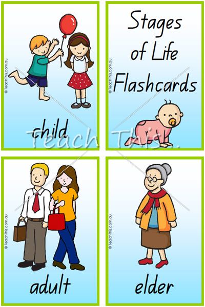 Stages of Life Flashcards Life Stages Human, Human Life Cycle For Kids, Human Life Cycle, English Activity, Cycle For Kids, Stages Of Life, History Curriculum, Printable Flash Cards, Classroom Games