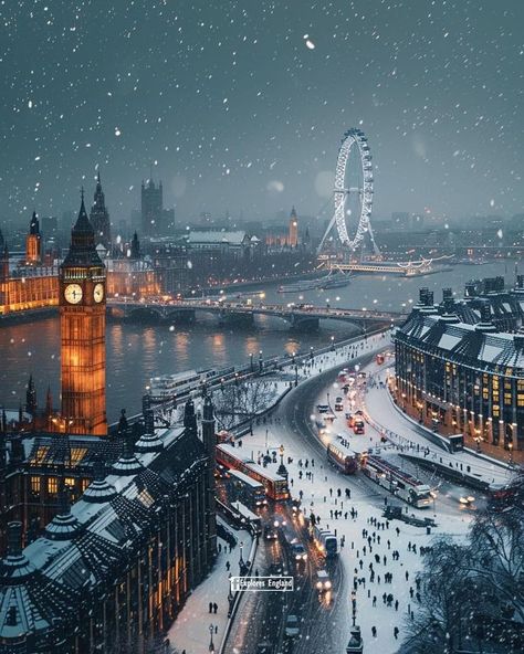 London Life Aesthetic Winter, Winter London Aesthetic, London Aesthetic Winter, London Winter Aesthetic, Winter City Aesthetic, London Christmas Aesthetic, Snowy London, London City View, London In Winter