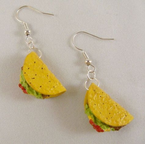 Miniature Food Jewelry Taco Earrings Food Earrings Taco Earrings, Recipes Using Bananas, Earrings Food, Miniature Food Jewelry, Food Earrings, Polymer Clay Miniatures, Tiny Food, Clay Food, Food Jewelry