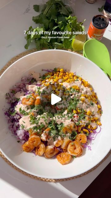 Victoria Minell on Instagram: "HEALTHY MEXICAN PRAWN SALAD 🦐 324 cal | 43g protein! See the link in my bio for recipes uploaded daily." Prawn Salad Recipe, Mexican Shrimp, Prawn Salad, Healthy Food Ideas, Healthy Mexican, Prawn Recipes, Shrimp Salad, Satisfying Food, Wholesome Food