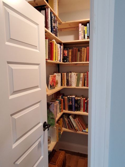 Library Closet, Closet Library, Closet Bookshelves, Kitchen Bookshelf, Craftsman Cottage, Library Bookshelves, Calming Bedroom, Carpentry Diy, Van Design