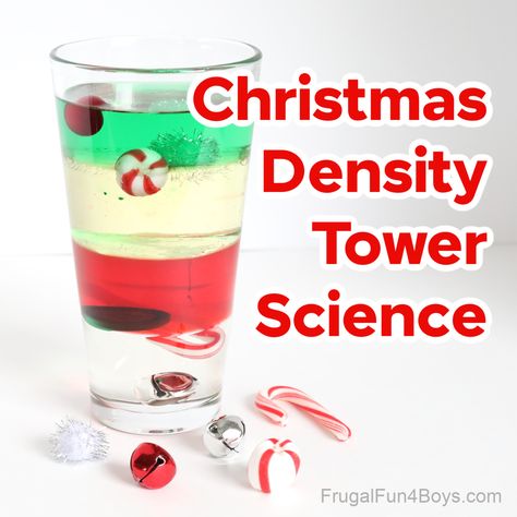 Christmas Density Tower Science Experiment - Frugal Fun For Boys and Girls Density Tower, Holiday Stem Activities, December Themes, Stem Activity For Kids, Christmas Science Activities, Christmas Stem Activities, Winter Stem, Grandparents Activities, Christmas Science Experiments