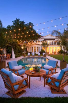 Inspiring String Light Ideas For Outdoors-09-1 Kindesign Summer Lights, Florida Mansion, Cooking Photography, Beautiful Backyards, Dream Backyard, House Goals, Pool Patio, Outdoor Oasis, Outdoor Rooms