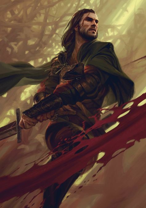 Human male ranger fighter Illustration Fantasy, Male Character, Human Male, Fantasy Male, High Fantasy, Fantasy Warrior, Arte Fantasy, Fantasy Rpg, Fantasy Inspiration