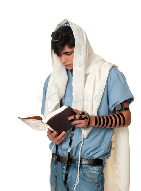 Young jewish man prays wearing tallit and tefillin. Young Jewish man does mornin , #sponsored, #prays, #wearing, #tallit, #Young, #jewish #ad Jewish Man Aesthetic, Jewish Fashion, Jewish Clothing, Jewish Boy, Man Praying, God Has A Plan, Jewish Men, Jewish Culture, Muslim Men