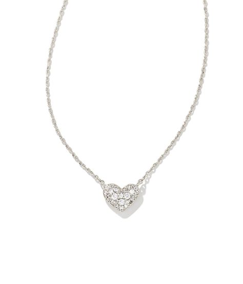 Pave Heart Necklace, Icon Jewelry, Crystal Heart Earrings, Crystal Heart Necklace, Kendra Scott Necklace, Gold Heart Necklace, Silver Heart Necklace, White Crystal, Crystal Heart