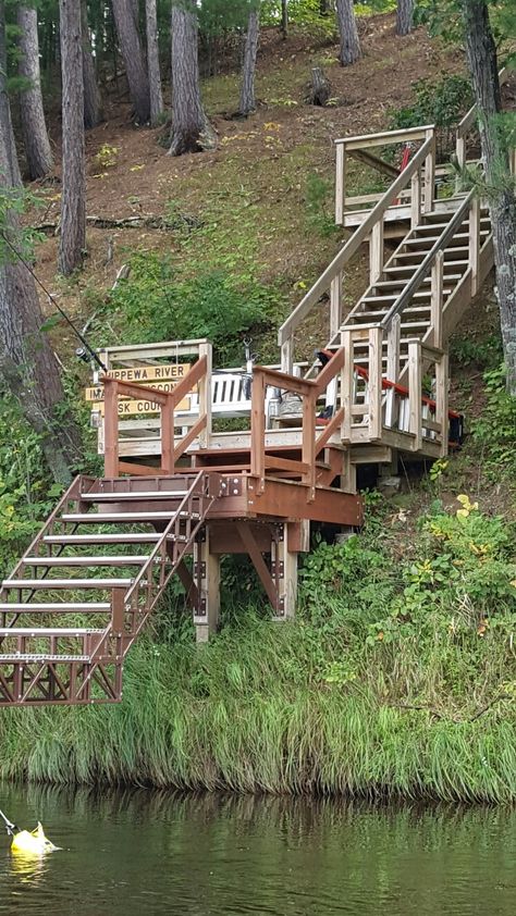 Lake Stairs, Backyard Slide, Beach Stairs, Landscape Stairs, Smith Mountain Lake, Riverside House, Floating Dock, Deck Stairs, Outdoor Stairs