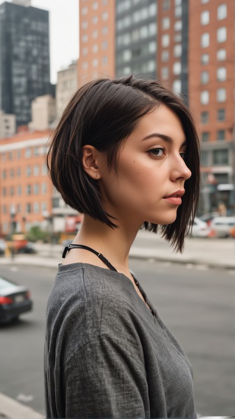 23 Discover the Best Bob Haircuts for Women: Styles for Every Face Shape and Hair Type in 2024 One Side Longer Bob, Short Hair Contouring, Short Bob Hairstyles Thick Hair, Uneven Short Hair, Short Hair Asymmetrical, Asymmetrical Bob Short Edgy, Bob Side Part, Uneven Bob, Messy Bob Haircut