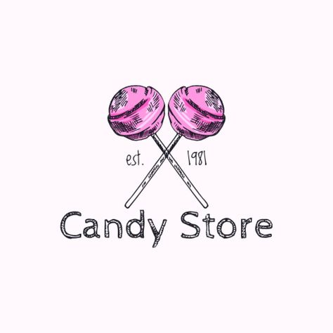 Lollipop Logo, Premade Logo Templates, Store Ads, Basketball Art, Online Logo, Pick And Mix, Candy Store, Premade Logo, Logo Templates